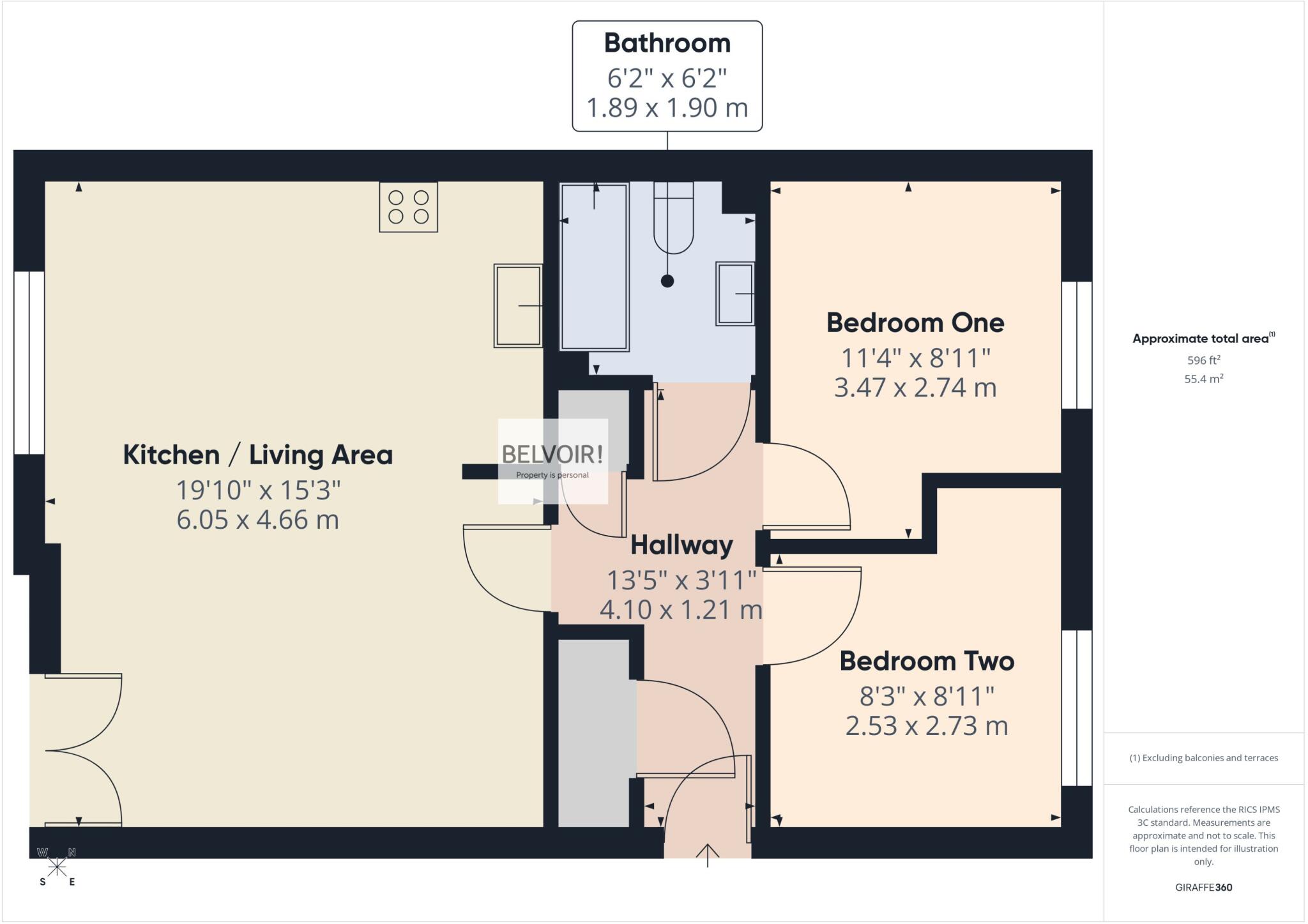 Floor plan of Beeches Bank — Juliet balcony apartment