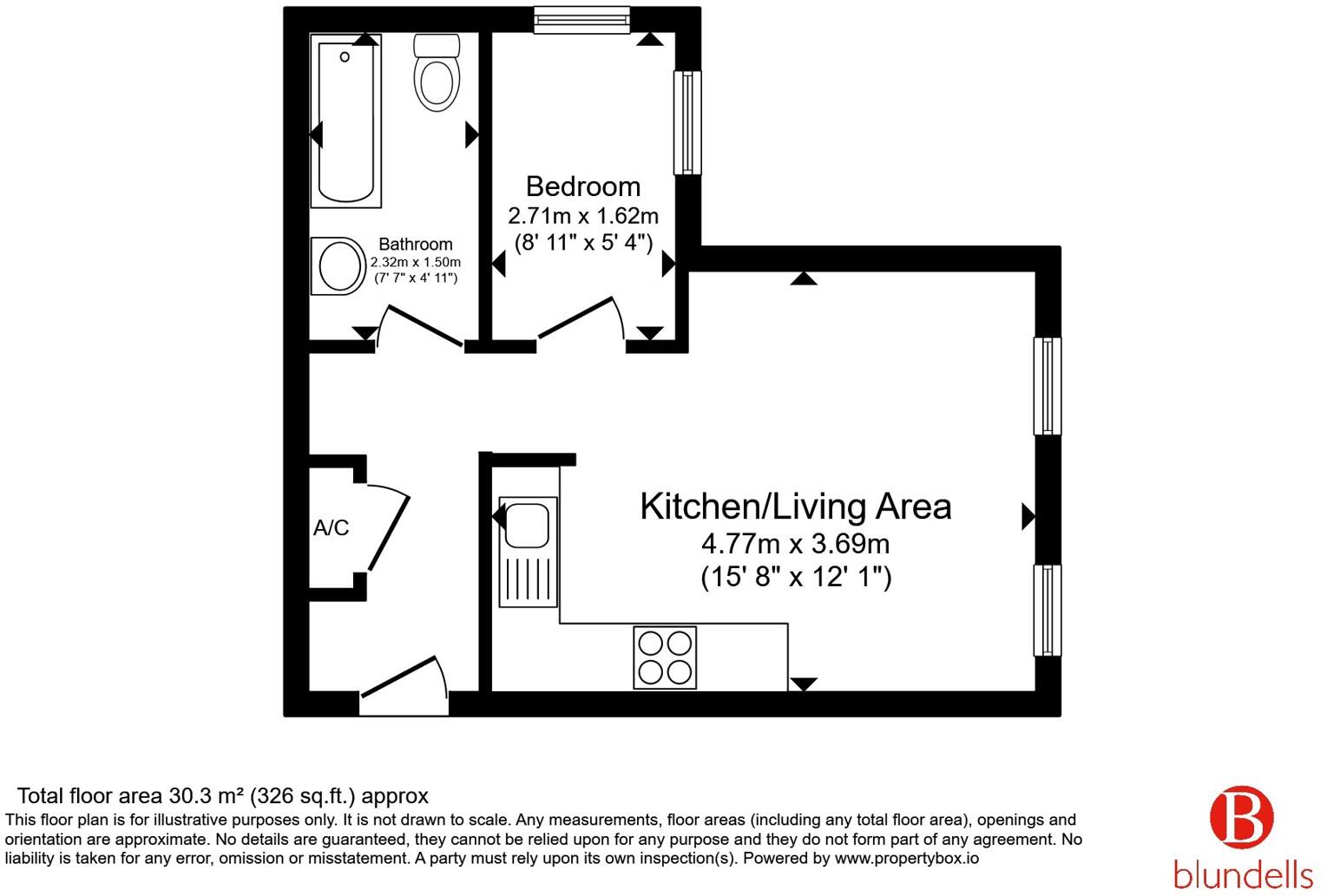 Floor plan of Anvil Close — ground-floor apartment